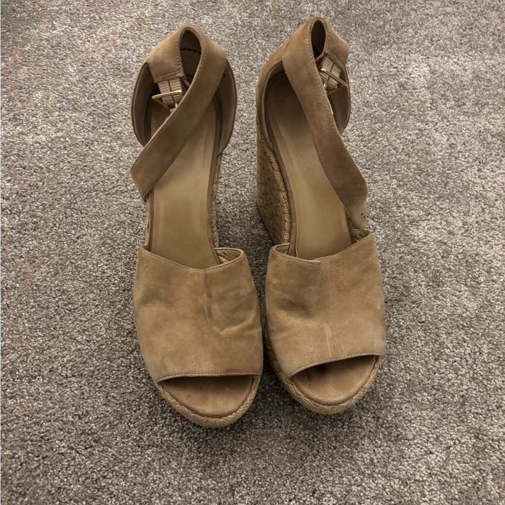 Stuart Weitzman Suede Wedge Sandal size 40 - Picture 2 of 9